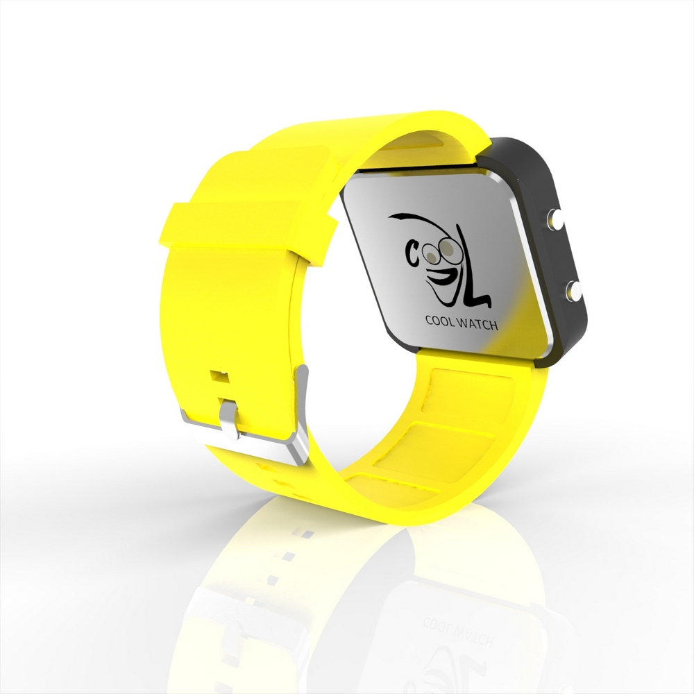 Cool Watch Saat - Siyah Led Kasa - Sarı Kayış Unisex